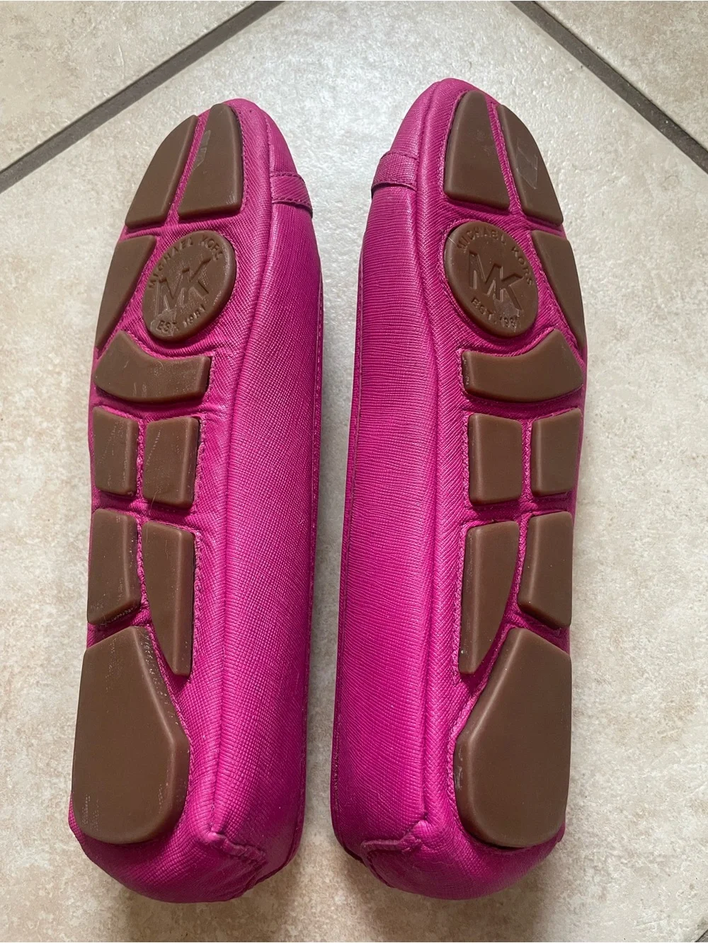 Michael Kors Hot Pink MK Logo Canvas Ballet Flats